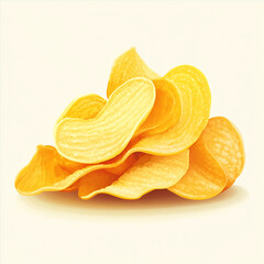 サクサクポテトチップス – 魅力的なスナックイラスト Crispy Potato Chips - Irresistible Snack Illustration｜Generative AI