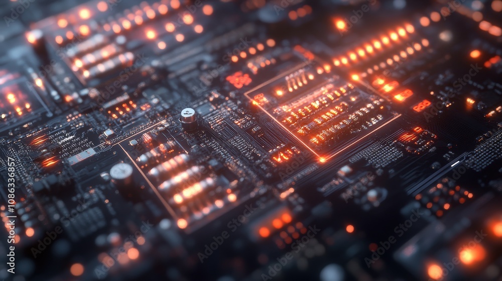 Poster detailed view of quantum gates on a processor, showing the foundational elements that process quantu