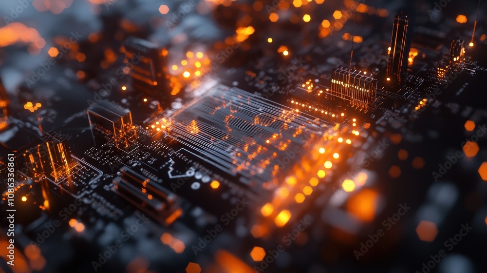 Poster detailed view of quantum gates on a processor, showing the foundational elements that process quantu
