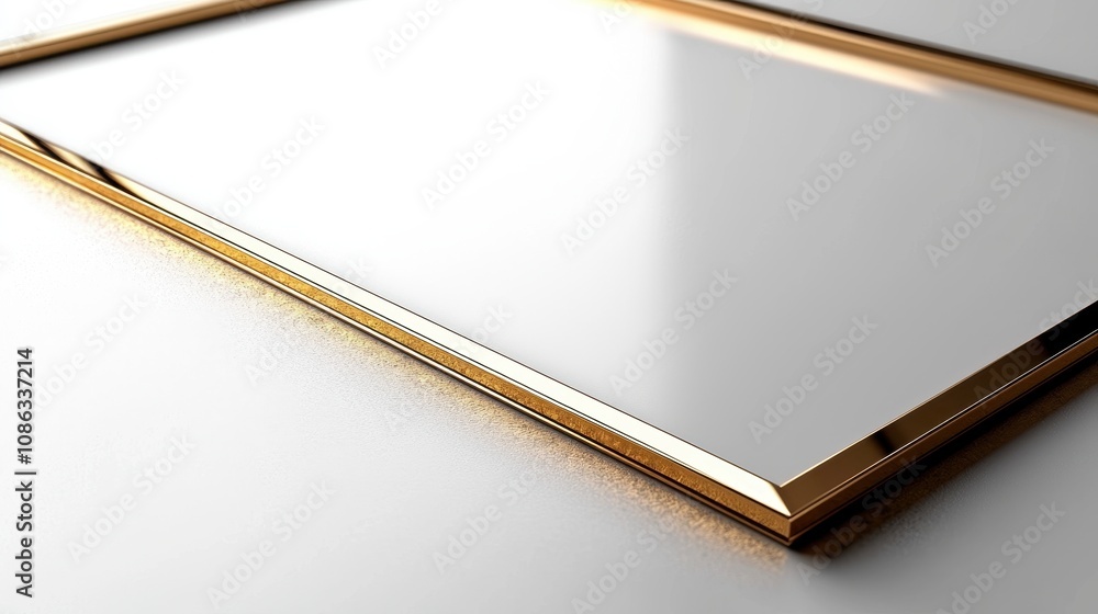 Poster minimalistic golden frame on a light surface, ideal for displaying artwork or photographs in a moder