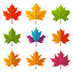 秋を彩るカエデの葉セット Autumn Maple Leaves Set ｜Generative AI