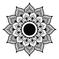 Elegant Line Art Floral Mandala Pattern Minimalist Design for Meditation ,Decoration,yoga ,henna,coloring page,boho mandala,vector art.