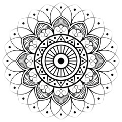 Elegant Line Art Floral Mandala Pattern Minimalist Design for Meditation ,Decoration,yoga ,henna,coloring page,boho mandala,vector art.