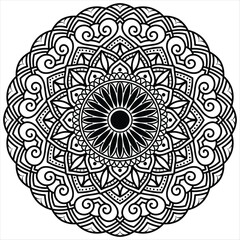 Elegant Rounded Floral Mandala Art for Yoga, Meditation, and Decorative Designs – Vector Illustration