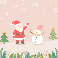 Merry Christmas and Happy New Year greeting card, vector illustration.