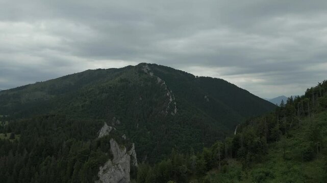 Aerial shot of magnificent mountain in Slovakia wilderness