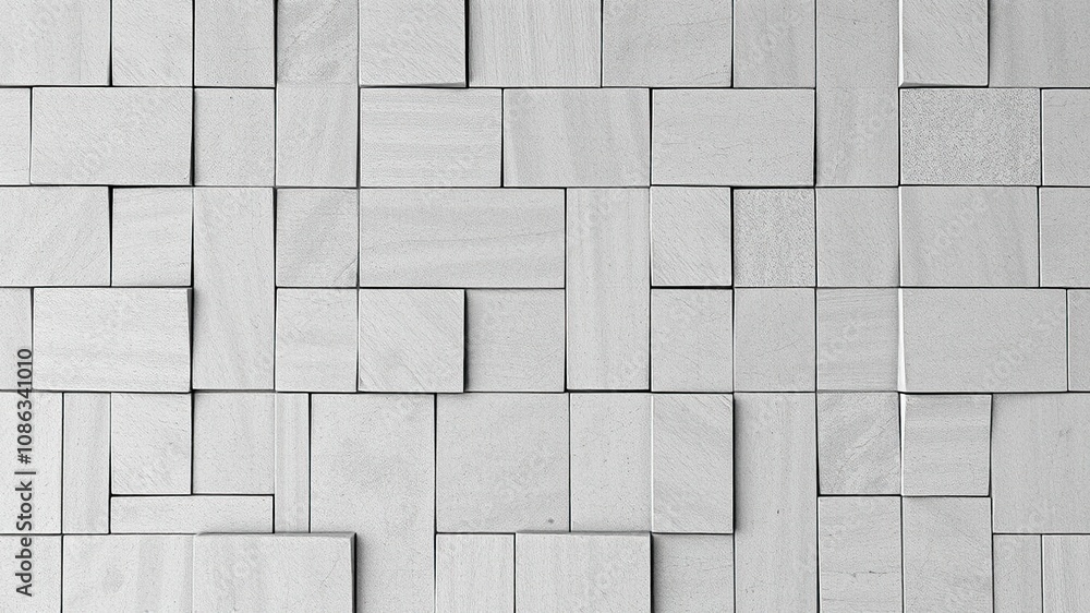 Aufkleber an irregular pattern of squares and rectangles forms the abstract concrete wall's surface, industria