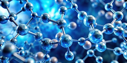 Close-up view of ozone and oxygen molecules under a microscope ,  rendering, abstract, atomic structures