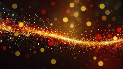 Bright Red and Gold Abstract Celebration with Glittering Lights