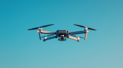 Aerial Technology: Captivating Drone in Flight with Clear Sky Background, Showcasing Modern Innovation and Photography Capabilities for Adventure and Exploration