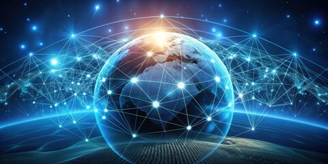 Fototapeta premium Futuristic global 5G worldwide communication network, 5G, futuristic, global, broadband internet