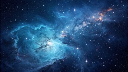 A stunning image of a nebula in a blue galaxy with swirling clouds of gas and dust, celestial gas, cosmic clouds, interstellar medium, colorful nebula, astronomical event