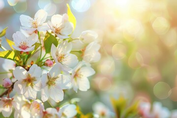 cherry flowers, spring abstract natural background