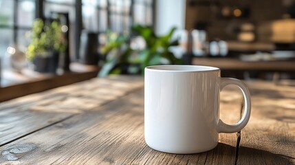 White 15 Oz Mug Mockup on Cozy Minimalistic Background with Soft Neutral Tones, Perfect for Branding, Custom Designs, and Product Display Concepts