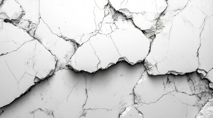Obraz premium Cracked white surface texture, abstract background.