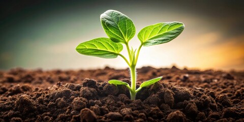 Green soybean plant with healthy roots growing in soil isolated on background, soybean, plant, green, growth, roots, soil