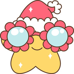 Groovy Retro Star Decoration Cartoon Illustration