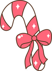 Groovy Retro Candy Stick Cartoon Illustration