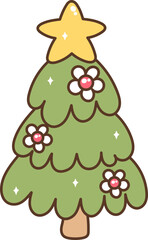 Groovy Christmas Tree Illustration