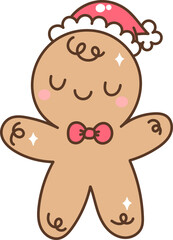 Groovy Retro Gingerbread Cartoon Illustration