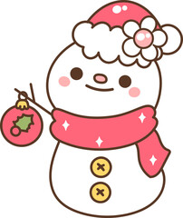 Groovy Retro Snowman Cartoon Illustration