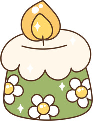 Groovy Retro Candle Cartoon Illustration