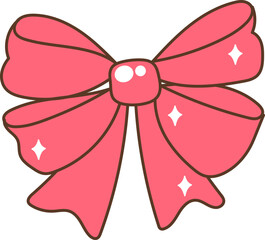Groovy Retro Bow Cartoon Illustration