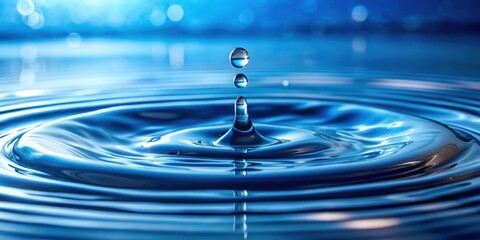 Water drops falling on the surface of the sea, water, drops, sea, ocean, splash, droplets, nature, serene, tranquil, blue