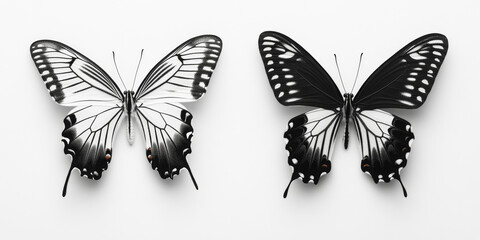 Obraz premium Two butterflies in a row fashion minimalism beauty black white background wallpaper