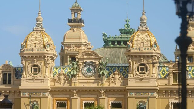 slow establishing shot of the beautiful architecture on the Monte Carlo Casino