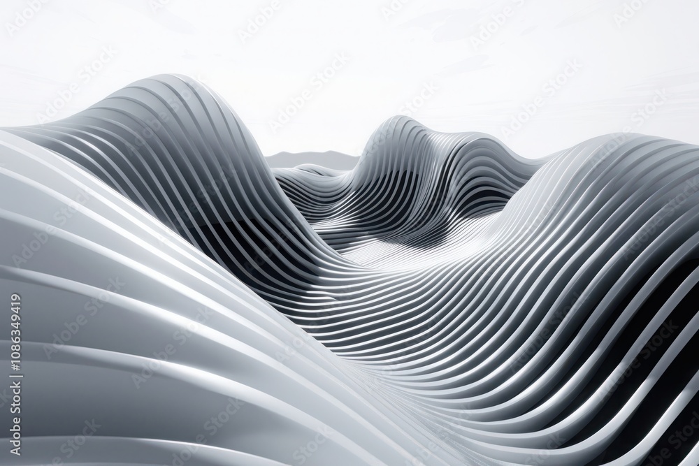 Poster futuristic motion 3d rendering of abstract background with white and black striped line textur