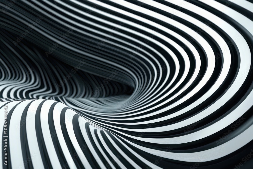 Poster futuristic motion 3d rendering of abstract background with white and black striped line textur