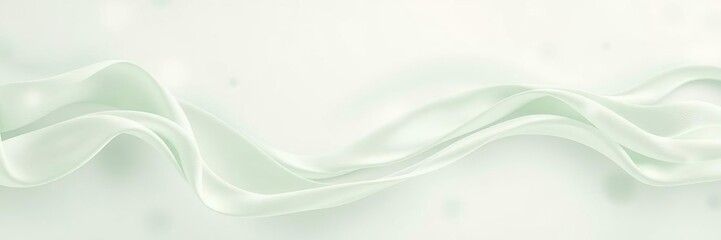 Obraz premium Delicate waves of pale green cotton flow on a subtle gradient background, casual textile design, calming atmosphere