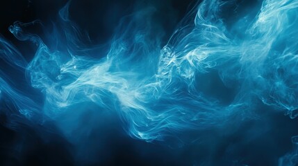 A mesmerizing abstract representation of swirling blue smoke or vapor against a dark background, evoking a sense of depth and tranquility.