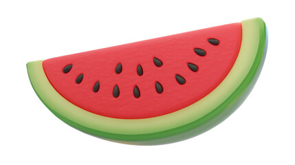 3d rendering of a watermelon slice on a transparent background