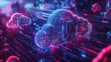 Obraz premium Cloud Computing Abstract Illustration