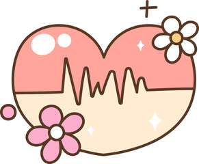 Groovy Heart Cartoon Illustration