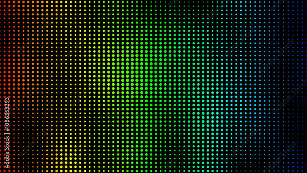 Poster multicolored dotted grunge halftone background. abstract halftone motion background. moving dots sea