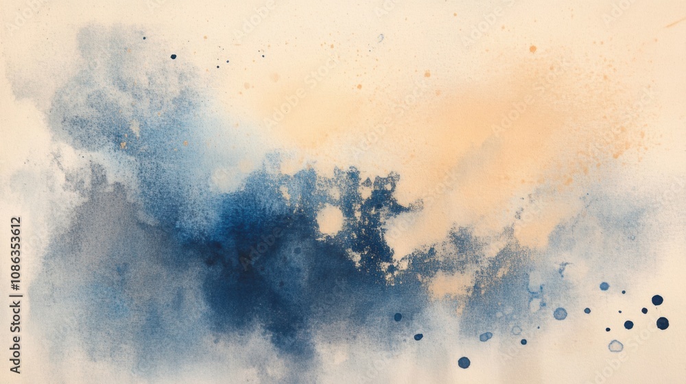 Poster gentle washes of blue and beige blend seamlessly, forming an abstract texture that evokes tranquilit