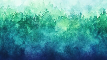 Fototapeta premium A watercolor background blending from deep sea blue into lush forest green, with hints of midnight purple, simulating an undersea to forest canopy transition.