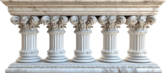 Obraz premium classical marble columns with intricate capitals on a transparent background. ancient architecture and design concept