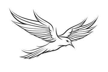 Obraz premium bird, animal, nature, flying, wildlife, illustration, wing, design, vector, feather, silhouette, beak, colourful, flight, horizontal, no people, art, black, blue, sky, tree branch, beautiful, freedom,