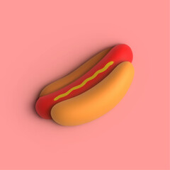 3D image of a bread wrapped in sausage like a hotdog