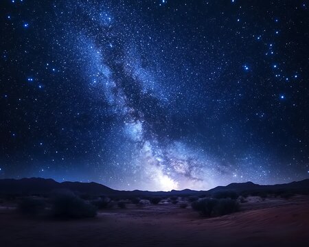 Starry night sky over Australian outback landscapes with subtle glowing lights ,