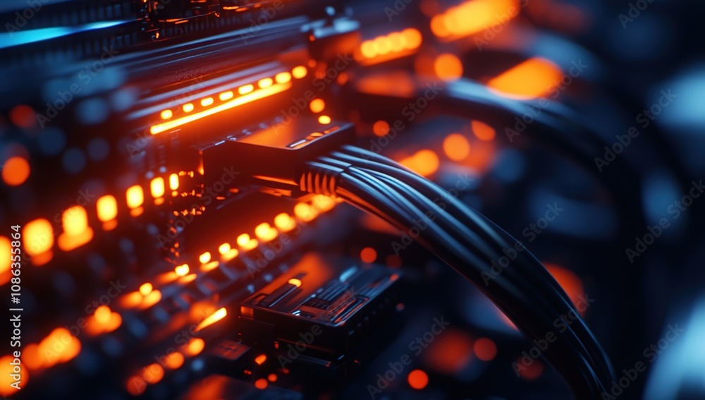 Poster illuminated server racks: a glimpse into the digital core