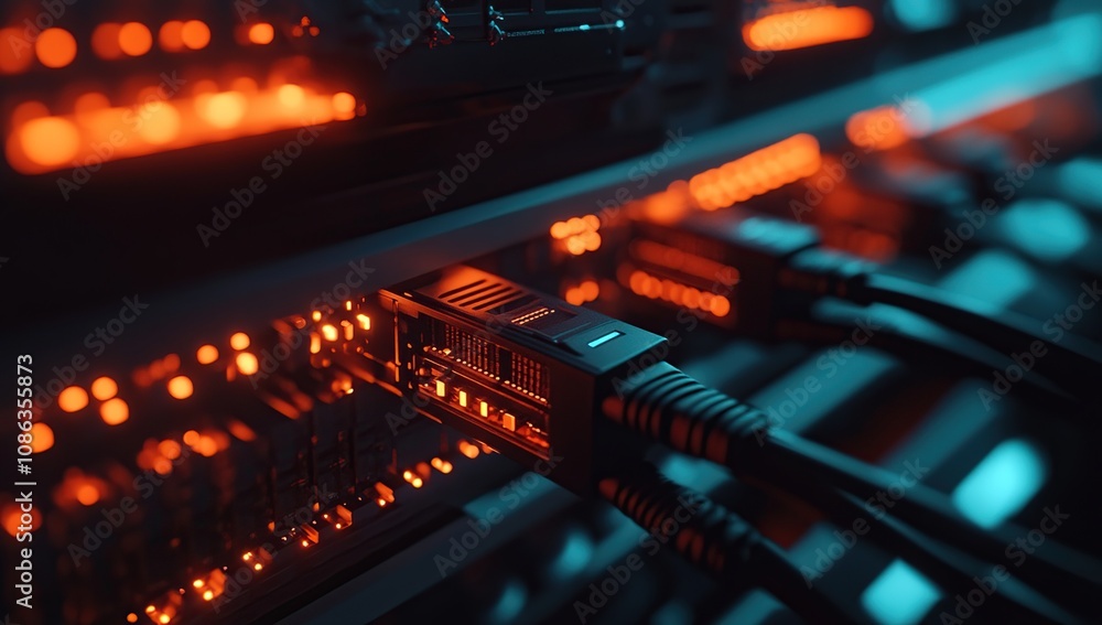 Poster network server connections: high-tech data center infrastructure