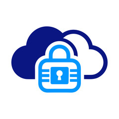 Blue silhouette secure cloud vector icon design