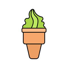 Matcha Ice Cream Icon Lineal Color