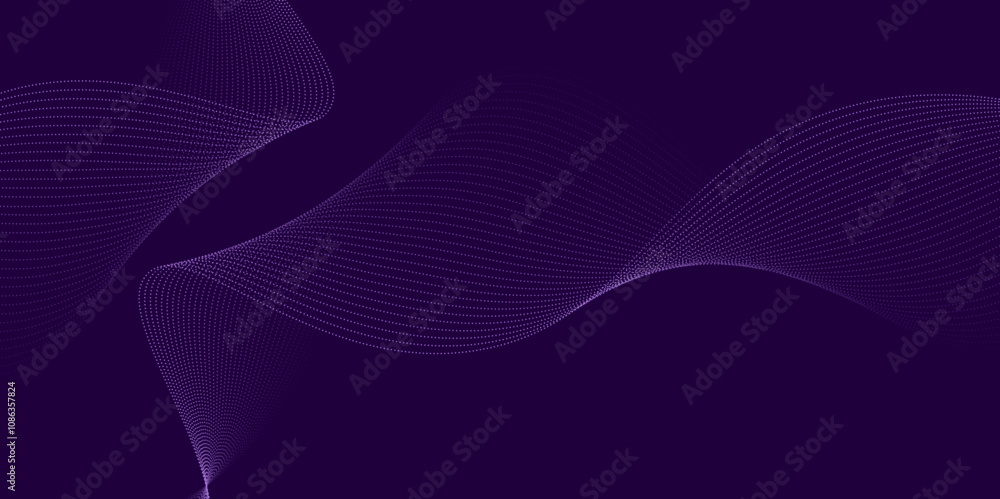 Poster luxurious violet particle flow texture in a dynamic wave pattern, suitable for stylish wallpapers, i