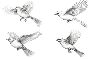 Obraz premium bird, animal, nature, flying, wildlife, illustration, wing, design, vector, feather, silhouette, beak, colourful, flight, horizontal, no people, art, black, blue, sky, tree branch, beautiful, freedom,